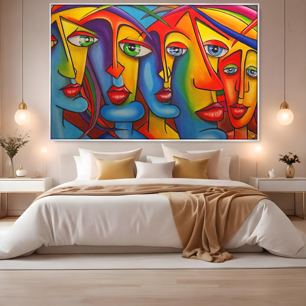 Tablou Canvas Premium LuxCanva® A1349, Abstract Face , Living, Portret, Arta Moderna, Colorat, Galerie De Arta, Culori Vibrante