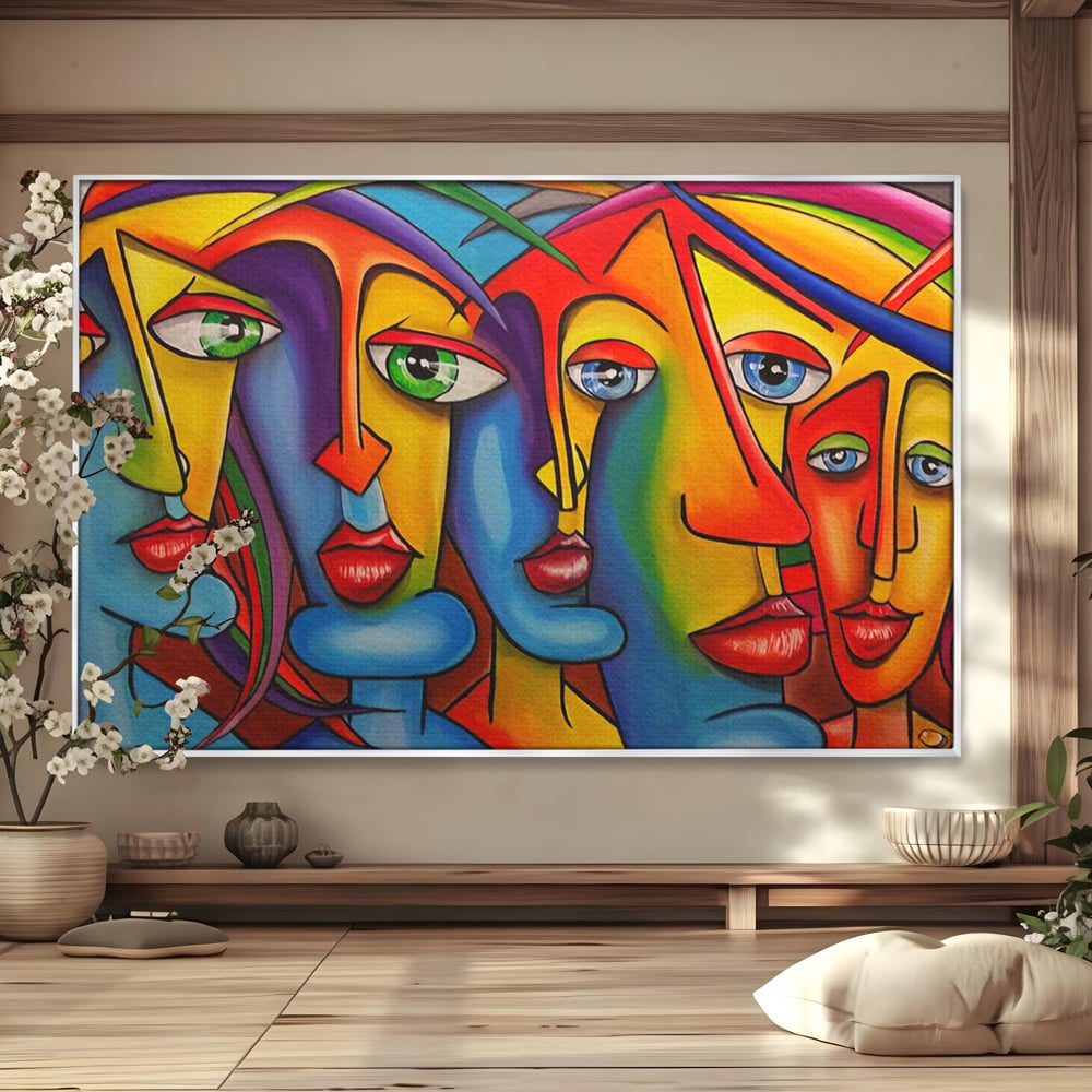 Tablou Canvas Premium LuxCanva® A1349, Abstract Face , Living, Portret, Arta Moderna, Colorat, Galerie De Arta, Culori Vibrante