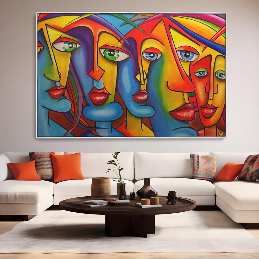 Tablou Canvas Premium LuxCanva® A1349, Abstract Face , Living, Portret, Arta Moderna, Colorat, Galerie De Arta, Culori Vibrante