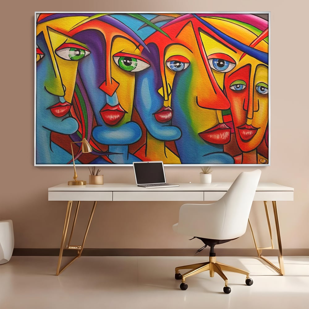 Tablou Canvas Premium LuxCanva® A1349, Abstract Face , Living, Portret, Arta Moderna, Colorat, Galerie De Arta, Culori Vibrante