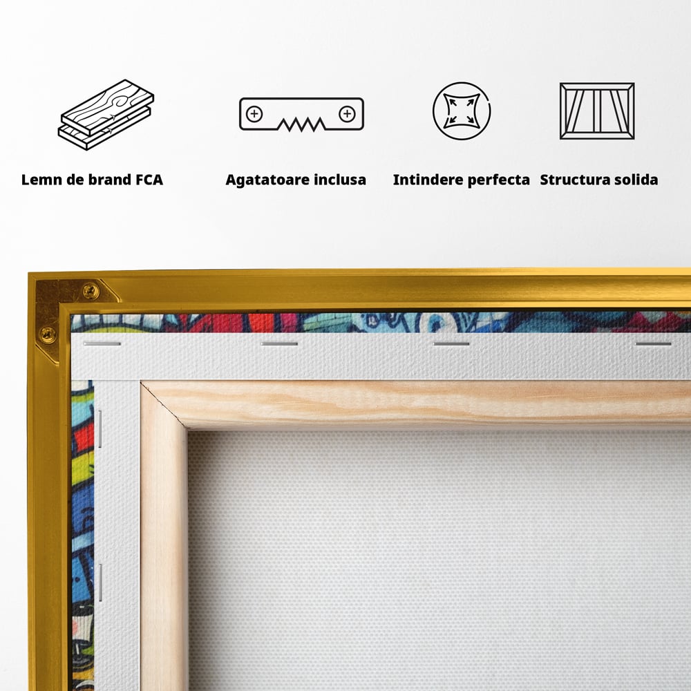 Tablou Canvas Premium LuxCanva® A1350, Graffiti Wall Art , Living, Decorativ, Animatie, Arta Stradala, Camera Copil, Game Room, Culori Vibrante