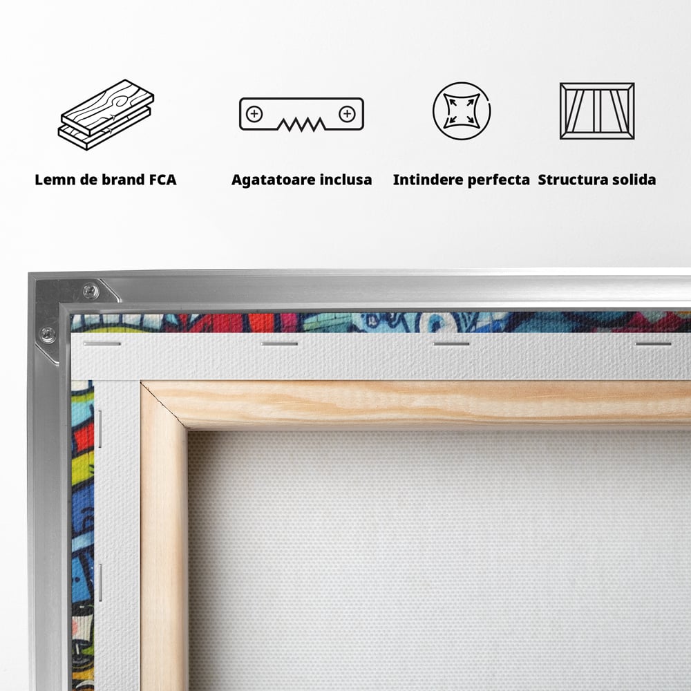 Tablou Canvas Premium LuxCanva® A1350, Graffiti Wall Art , Living, Decorativ, Animatie, Arta Stradala, Camera Copil, Game Room, Culori Vibrante