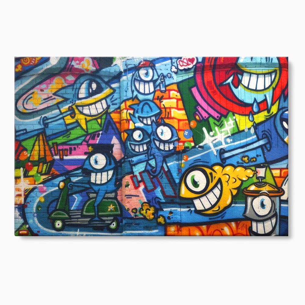 Tablou Canvas Premium LuxCanva® A1350, Graffiti Wall Art , Living, Decorativ, Animatie, Arta Stradala, Camera Copil, Game Room, Culori Vibrante
