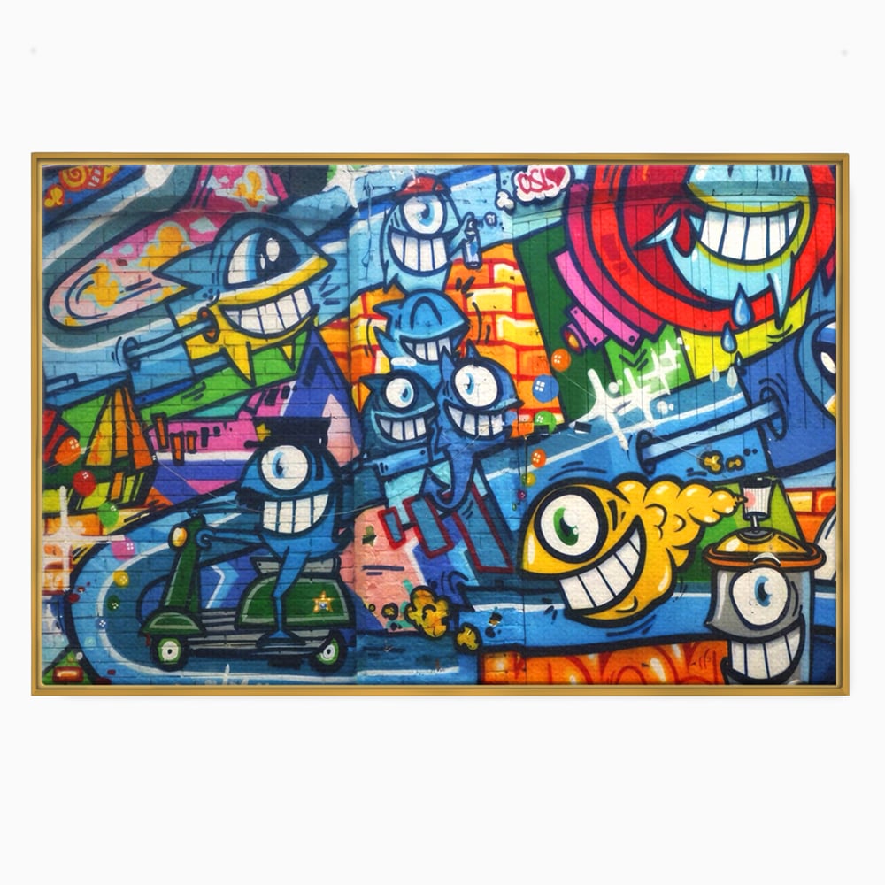 Tablou Canvas Premium LuxCanva® A1350, Graffiti Wall Art , Living, Decorativ, Animatie, Arta Stradala, Camera Copil, Game Room, Culori Vibrante