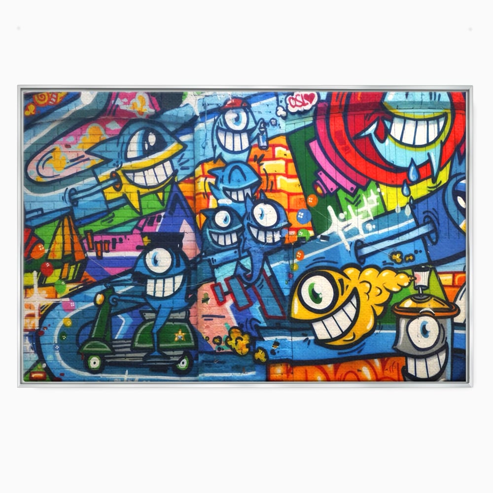 Tablou Canvas Premium LuxCanva® A1350, Graffiti Wall Art , Living, Decorativ, Animatie, Arta Stradala, Camera Copil, Game Room, Culori Vibrante