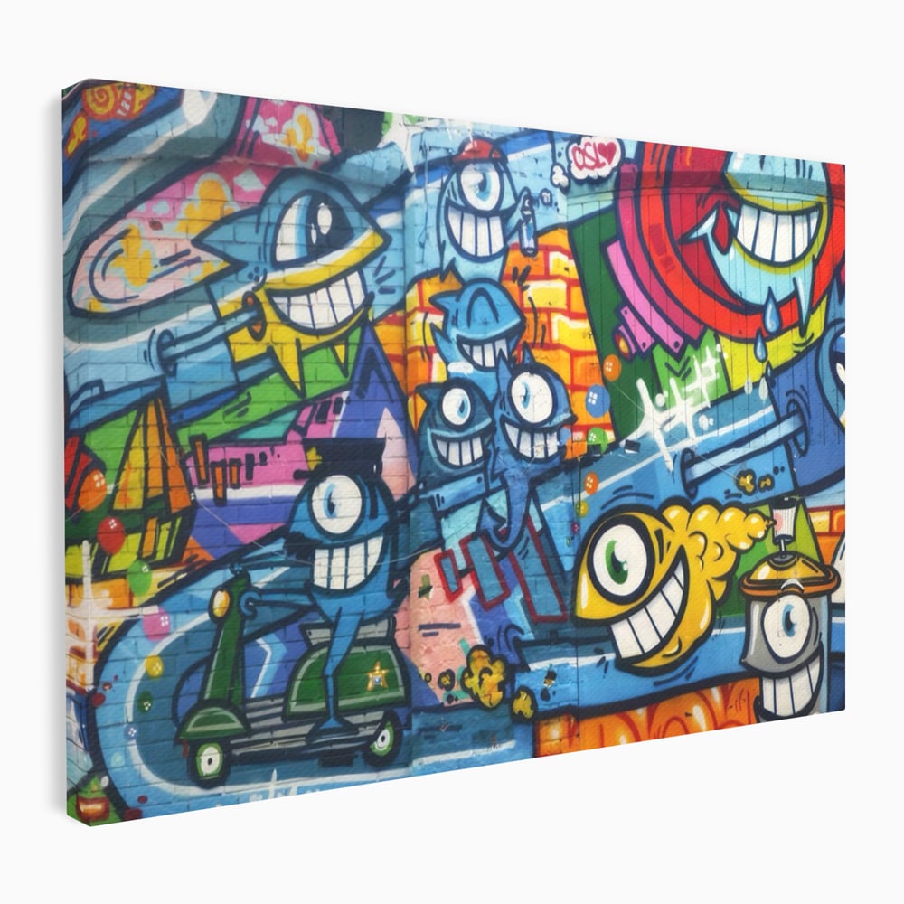 Tablou Canvas Premium LuxCanva® A1350, Graffiti Wall Art , Living, Decorativ, Animatie, Arta Stradala, Camera Copil, Game Room, Culori Vibrante