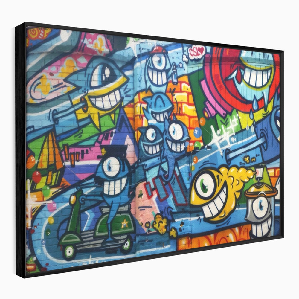 Tablou Canvas Premium LuxCanva® A1350, Graffiti Wall Art , Living, Decorativ, Animatie, Arta Stradala, Camera Copil, Game Room, Culori Vibrante