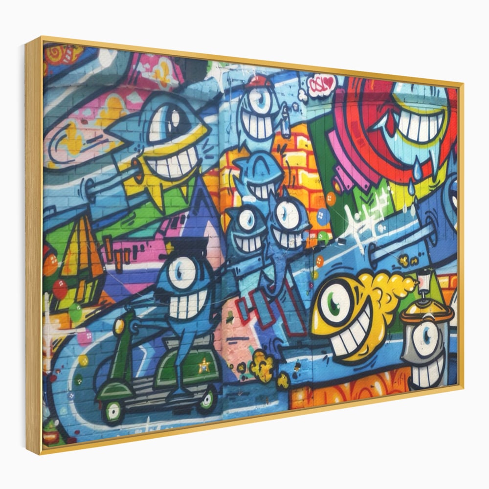Tablou Canvas Premium LuxCanva® A1350, Graffiti Wall Art , Living, Decorativ, Animatie, Arta Stradala, Camera Copil, Game Room, Culori Vibrante