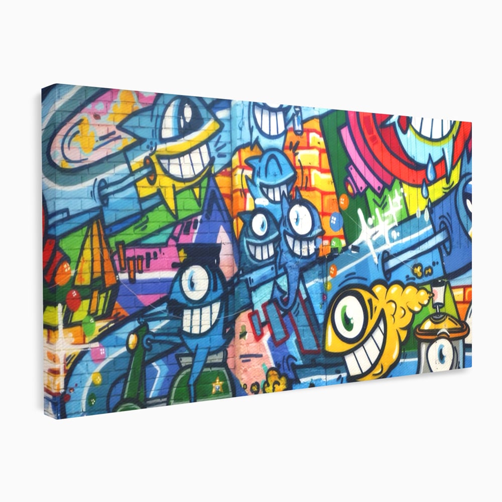Tablou Canvas Premium LuxCanva® A1350, Graffiti Wall Art , Living, Decorativ, Animatie, Arta Stradala, Camera Copil, Game Room, Culori Vibrante