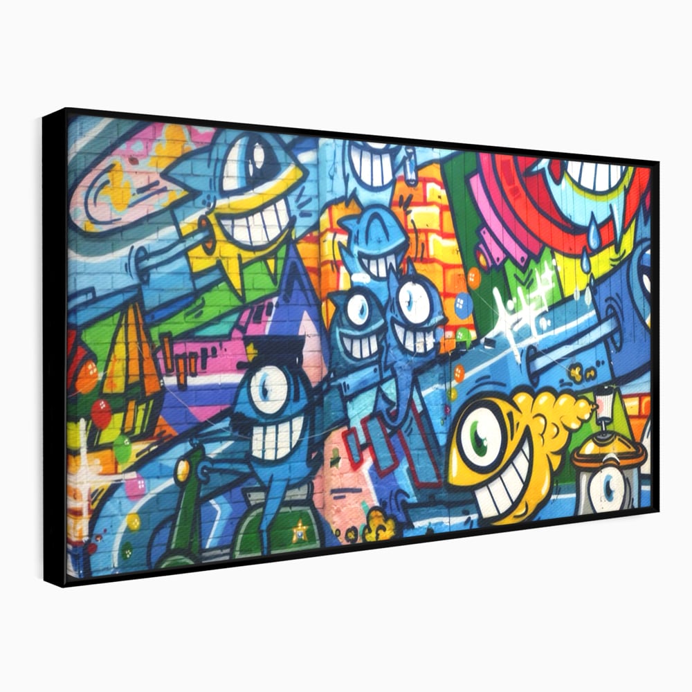 Tablou Canvas Premium LuxCanva® A1350, Graffiti Wall Art , Living, Decorativ, Animatie, Arta Stradala, Camera Copil, Game Room, Culori Vibrante