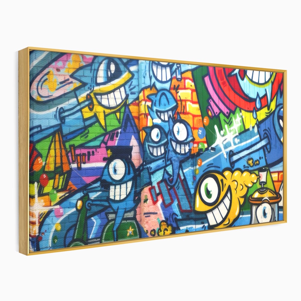 Tablou Canvas Premium LuxCanva® A1350, Graffiti Wall Art , Living, Decorativ, Animatie, Arta Stradala, Camera Copil, Game Room, Culori Vibrante