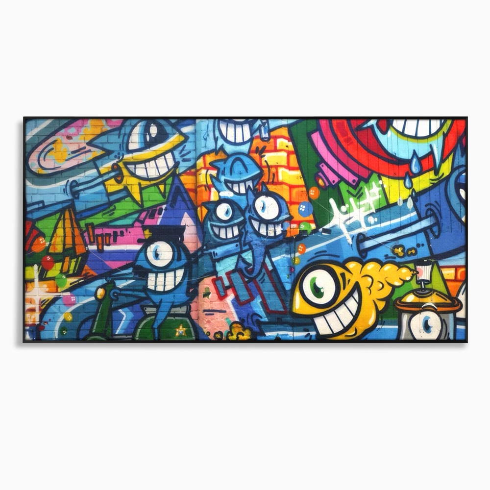 Tablou Canvas Premium LuxCanva® A1350, Graffiti Wall Art , Living, Decorativ, Animatie, Arta Stradala, Camera Copil, Game Room, Culori Vibrante