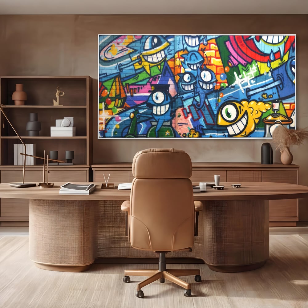 Tablou Canvas Premium LuxCanva® A1350, Graffiti Wall Art , Living, Decorativ, Animatie, Arta Stradala, Camera Copil, Game Room, Culori Vibrante
