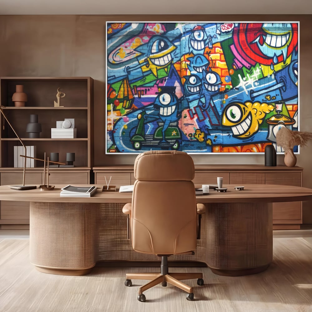 Tablou Canvas Premium LuxCanva® A1350, Graffiti Wall Art , Living, Decorativ, Animatie, Arta Stradala, Camera Copil, Game Room, Culori Vibrante