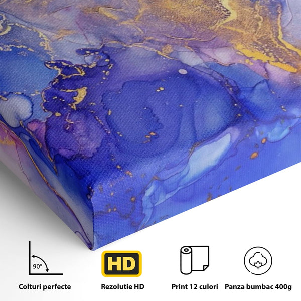 Tablou Canvas Premium LuxCanva® A1352, Purple And Blue Marble , Living, Decorativ, Abstract, Colorat, Studio, Culori Vibrante