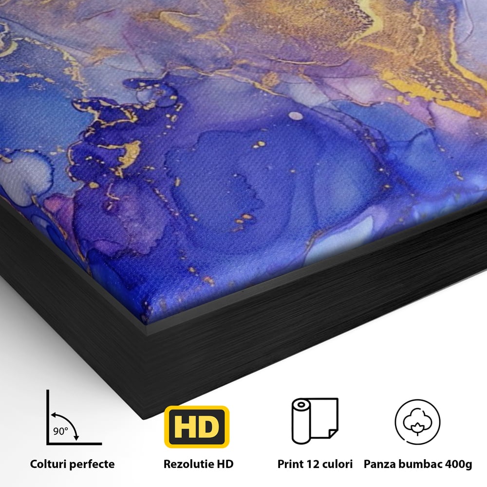 Tablou Canvas Premium LuxCanva® A1352, Purple And Blue Marble , Living, Decorativ, Abstract, Colorat, Studio, Culori Vibrante