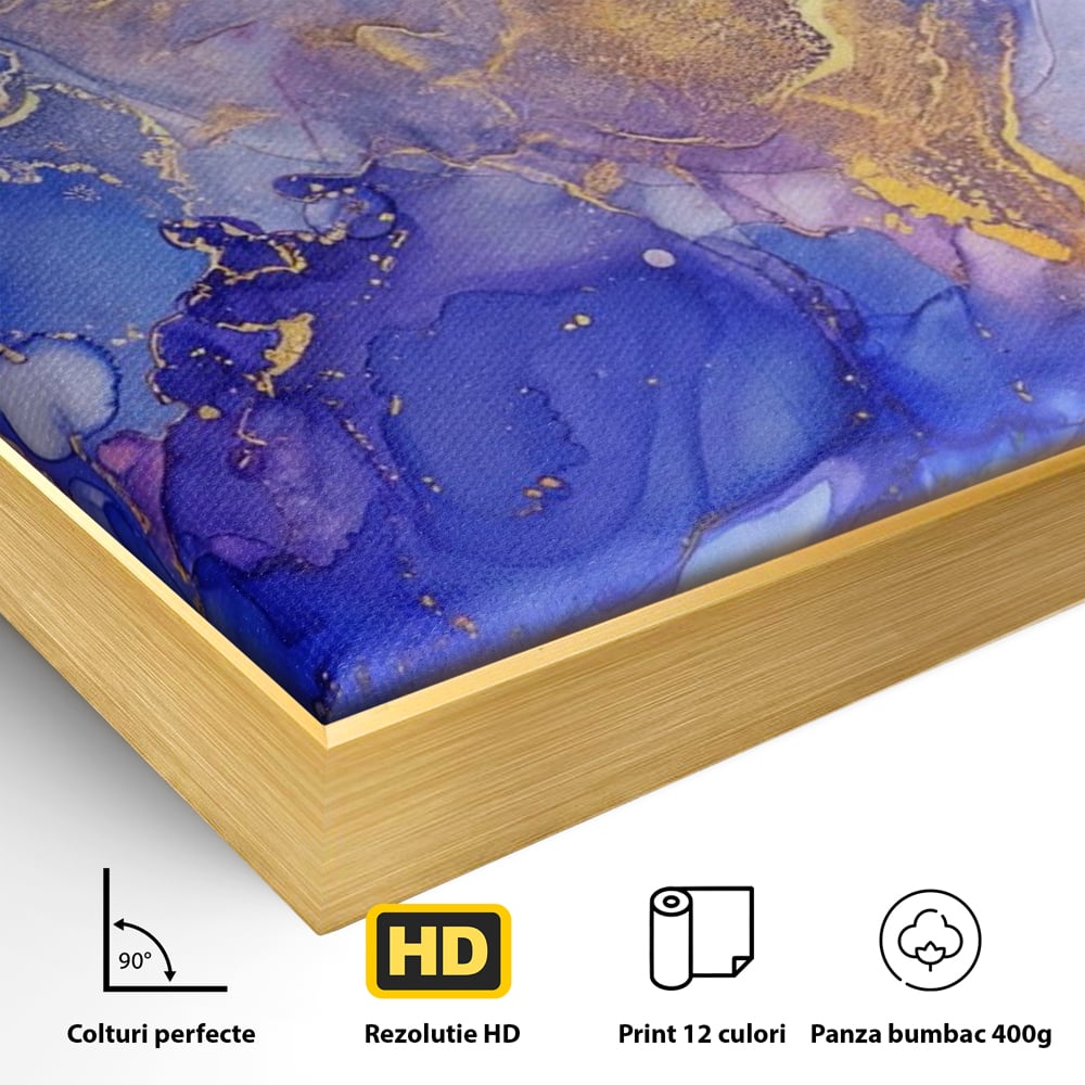 Tablou Canvas Premium LuxCanva® A1352, Purple And Blue Marble , Living, Decorativ, Abstract, Colorat, Studio, Culori Vibrante