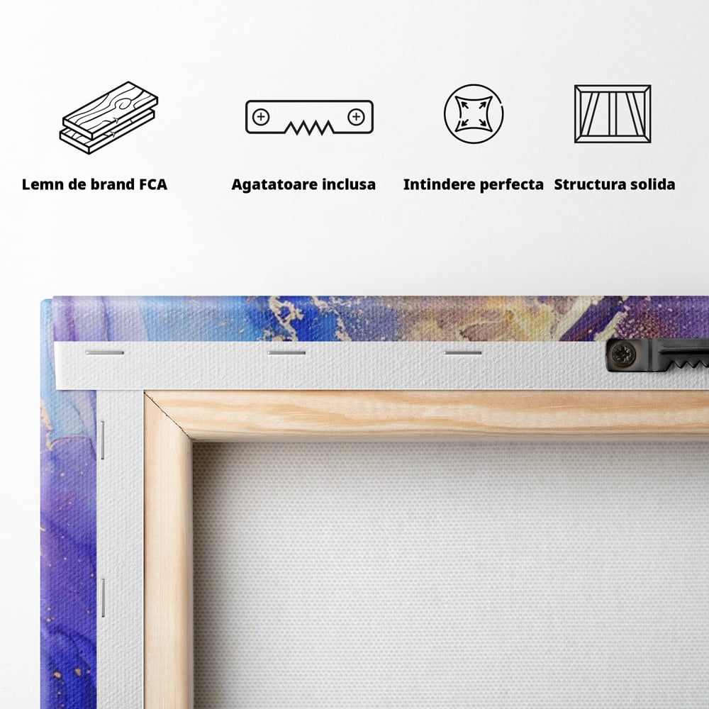 Tablou Canvas Premium LuxCanva® A1352, Purple And Blue Marble , Living, Decorativ, Abstract, Colorat, Studio, Culori Vibrante