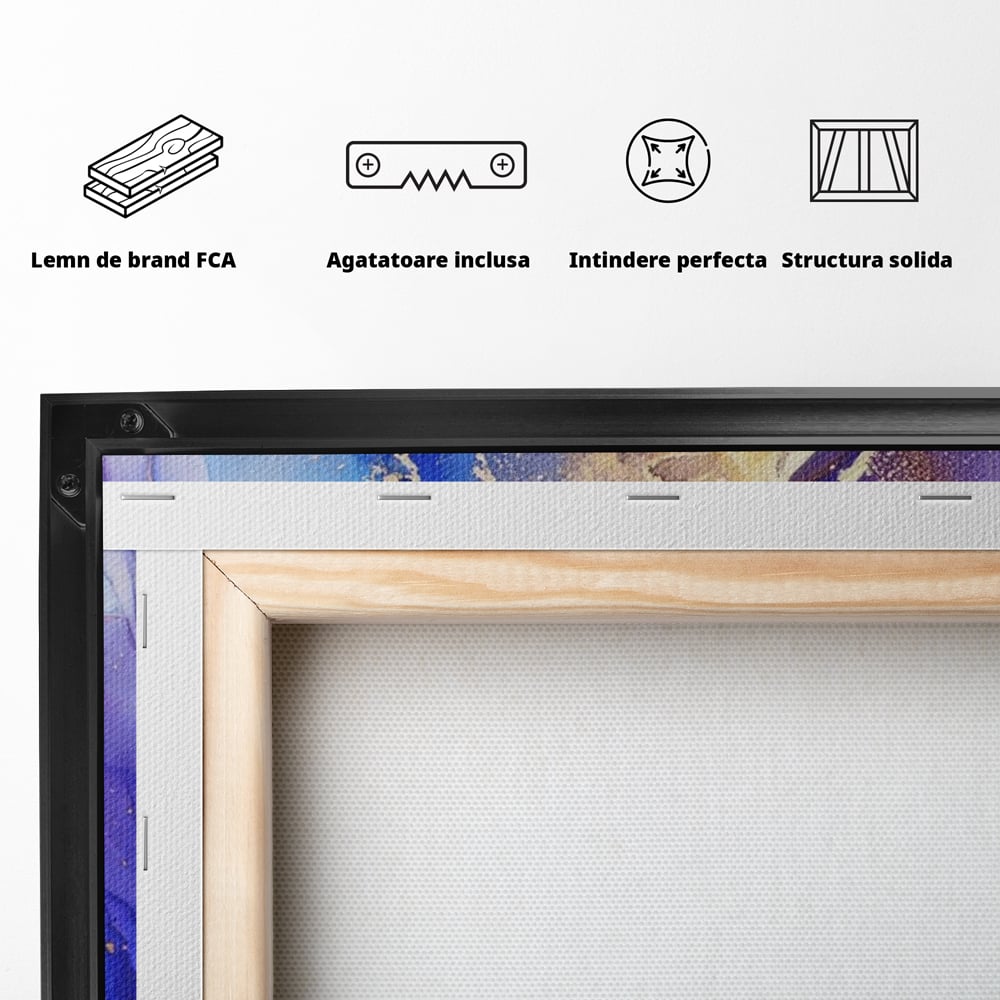 Tablou Canvas Premium LuxCanva® A1352, Purple And Blue Marble , Living, Decorativ, Abstract, Colorat, Studio, Culori Vibrante