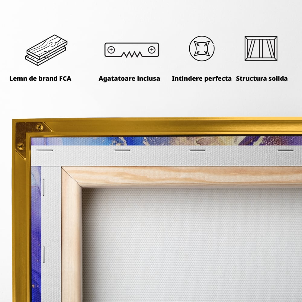 Tablou Canvas Premium LuxCanva® A1352, Purple And Blue Marble , Living, Decorativ, Abstract, Colorat, Studio, Culori Vibrante