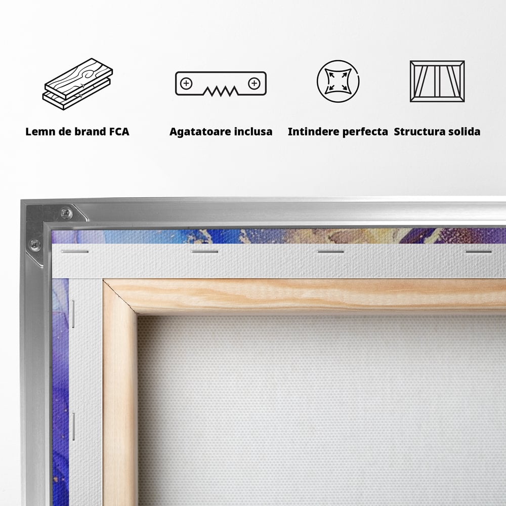 Tablou Canvas Premium LuxCanva® A1352, Purple And Blue Marble , Living, Decorativ, Abstract, Colorat, Studio, Culori Vibrante