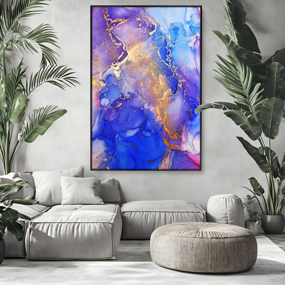 Tablou Canvas Premium LuxCanva® A1352, Purple And Blue Marble , Living, Decorativ, Abstract, Colorat, Studio, Culori Vibrante
