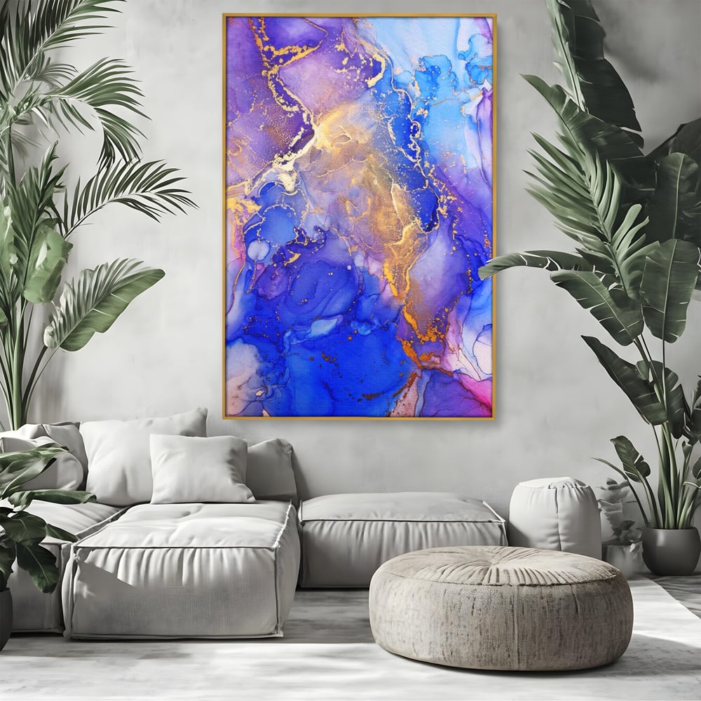 Tablou Canvas Premium LuxCanva® A1352, Purple And Blue Marble , Living, Decorativ, Abstract, Colorat, Studio, Culori Vibrante