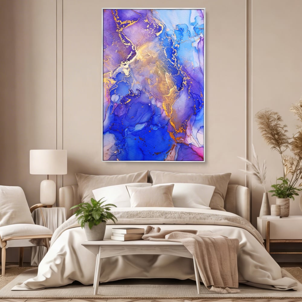 Tablou Canvas Premium LuxCanva® A1352, Purple And Blue Marble , Living, Decorativ, Abstract, Colorat, Studio, Culori Vibrante