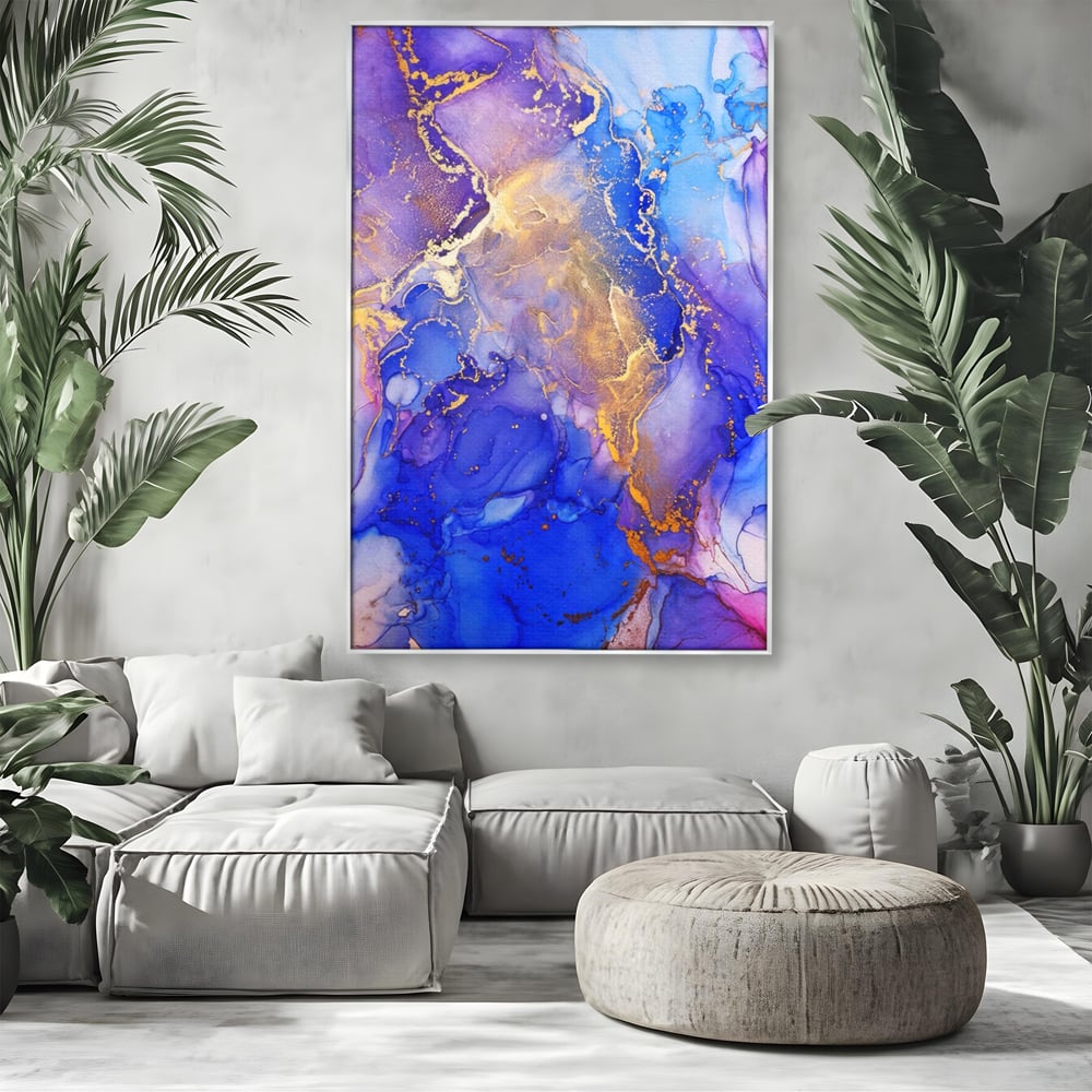 Tablou Canvas Premium LuxCanva® A1352, Purple And Blue Marble , Living, Decorativ, Abstract, Colorat, Studio, Culori Vibrante