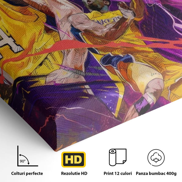 Tablou Canvas Premium LuxCanva® A1353, Kobe Bryant , Living, Baschetbalist, NBA, Club Sportiv, Lakers, Culori Vibrante