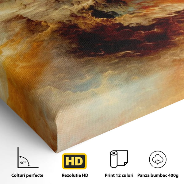 Tablou Canvas Premium LuxCanva® A1354, Orange Marble , Living, Abstract, Multicolor, Dormitor, Culori Vibrante
