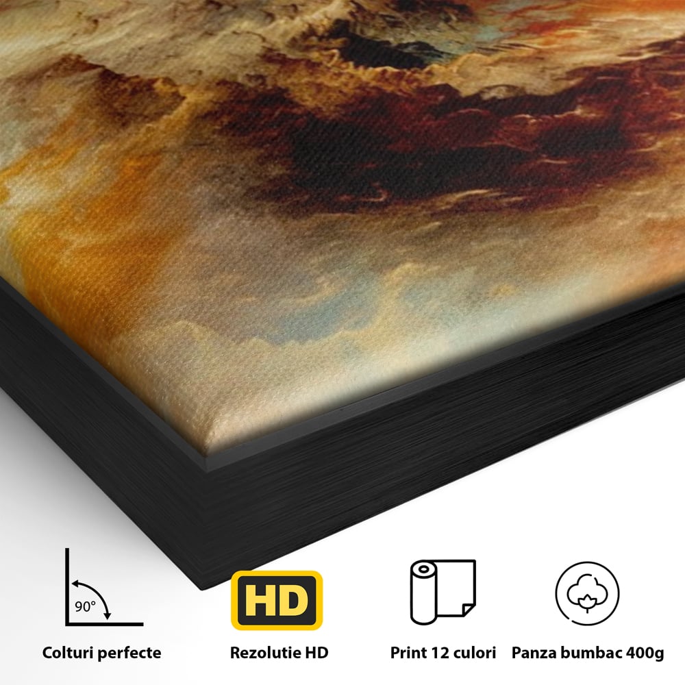 Tablou Canvas Premium LuxCanva® A1354, Orange Marble , Living, Abstract, Multicolor, Dormitor, Culori Vibrante