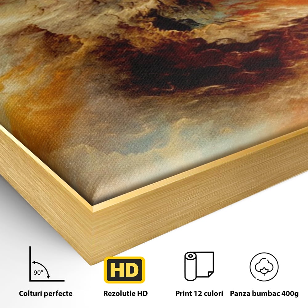 Tablou Canvas Premium LuxCanva® A1354, Orange Marble , Living, Abstract, Multicolor, Dormitor, Culori Vibrante