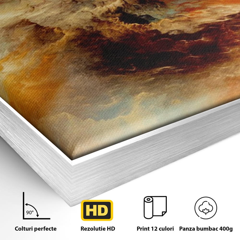 Tablou Canvas Premium LuxCanva® A1354, Orange Marble , Living, Abstract, Multicolor, Dormitor, Culori Vibrante