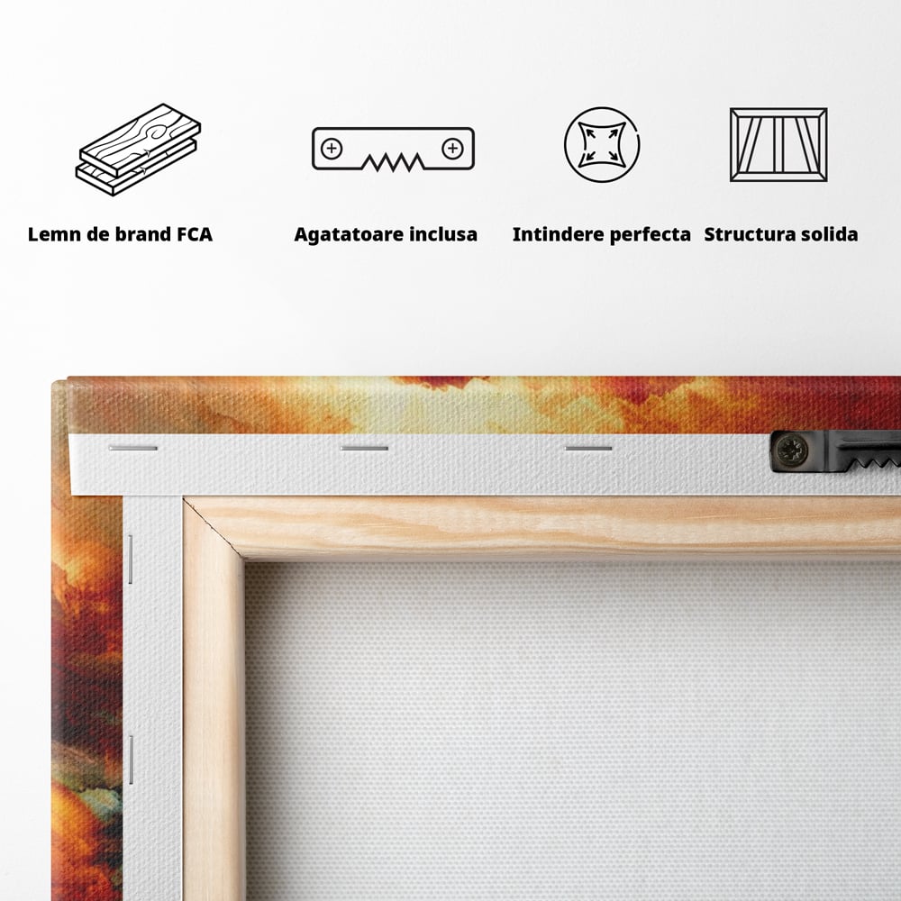 Tablou Canvas Premium LuxCanva® A1354, Orange Marble , Living, Abstract, Multicolor, Dormitor, Culori Vibrante