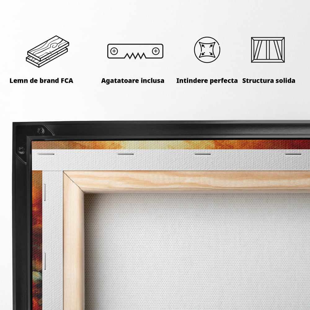 Tablou Canvas Premium LuxCanva® A1354, Orange Marble , Living, Abstract, Multicolor, Dormitor, Culori Vibrante