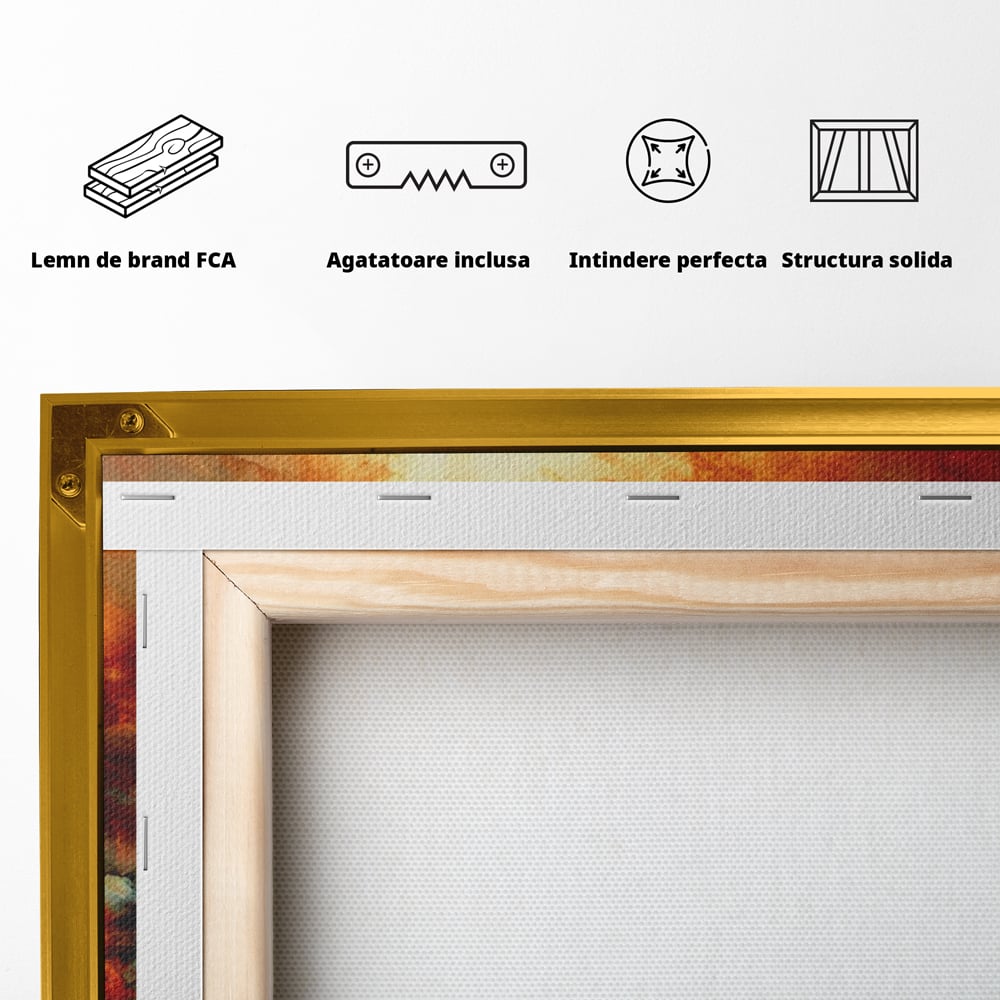 Tablou Canvas Premium LuxCanva® A1354, Orange Marble , Living, Abstract, Multicolor, Dormitor, Culori Vibrante