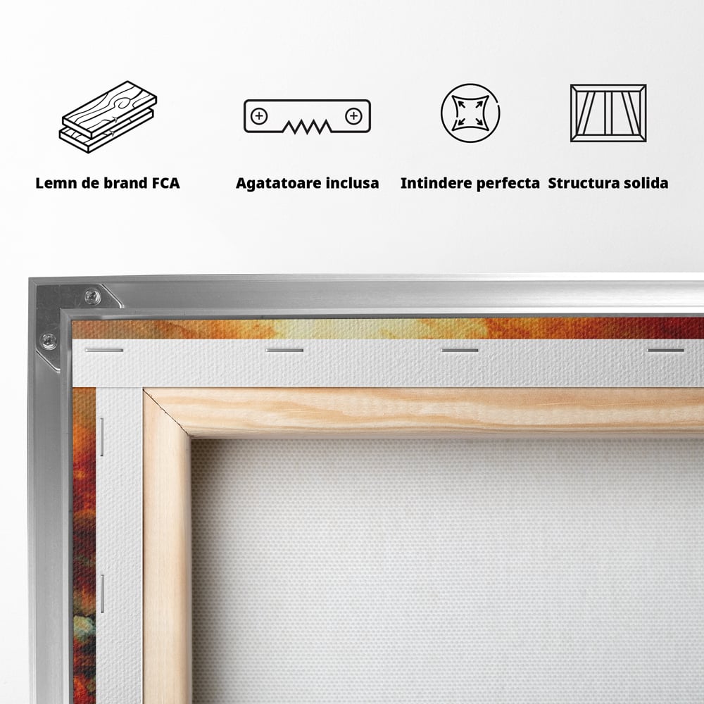 Tablou Canvas Premium LuxCanva® A1354, Orange Marble , Living, Abstract, Multicolor, Dormitor, Culori Vibrante