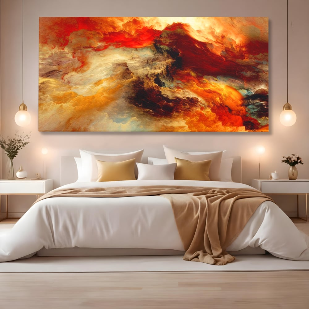 Tablou Canvas Premium LuxCanva® A1354, Orange Marble , Living, Abstract, Multicolor, Dormitor, Culori Vibrante