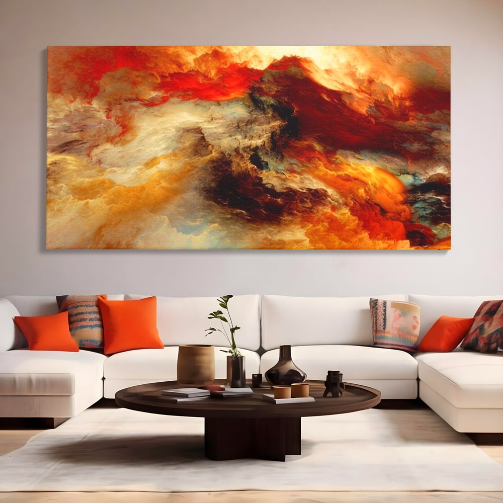 Tablou Canvas Premium LuxCanva® A1354, Orange Marble , Living, Abstract, Multicolor, Dormitor, Culori Vibrante