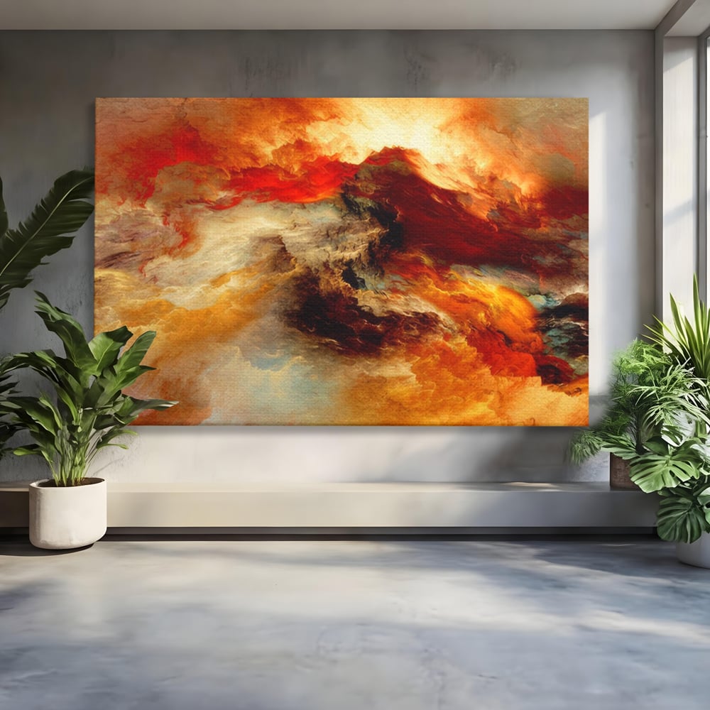 Tablou Canvas Premium LuxCanva® A1354, Orange Marble , Living, Abstract, Multicolor, Dormitor, Culori Vibrante