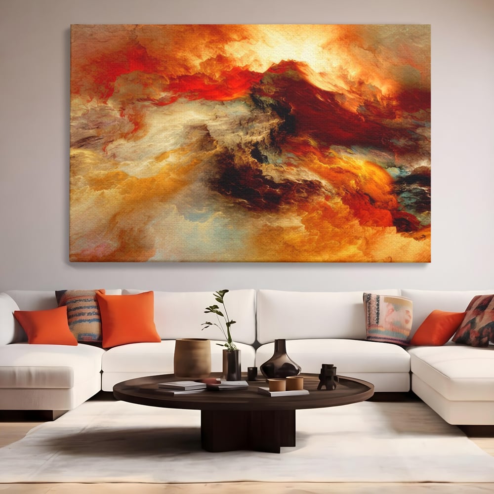 Tablou Canvas Premium LuxCanva® A1354, Orange Marble , Living, Abstract, Multicolor, Dormitor, Culori Vibrante