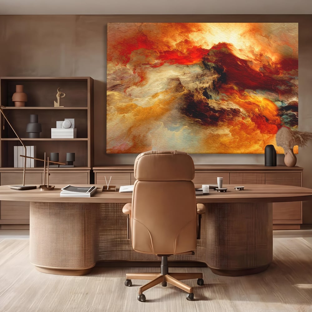 Tablou Canvas Premium LuxCanva® A1354, Orange Marble , Living, Abstract, Multicolor, Dormitor, Culori Vibrante
