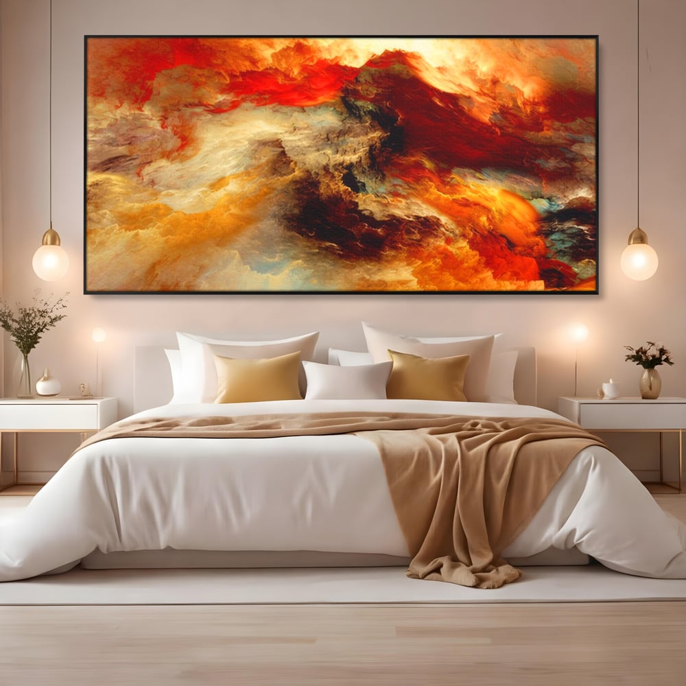 Tablou Canvas Premium LuxCanva® A1354, Orange Marble , Living, Abstract, Multicolor, Dormitor, Culori Vibrante