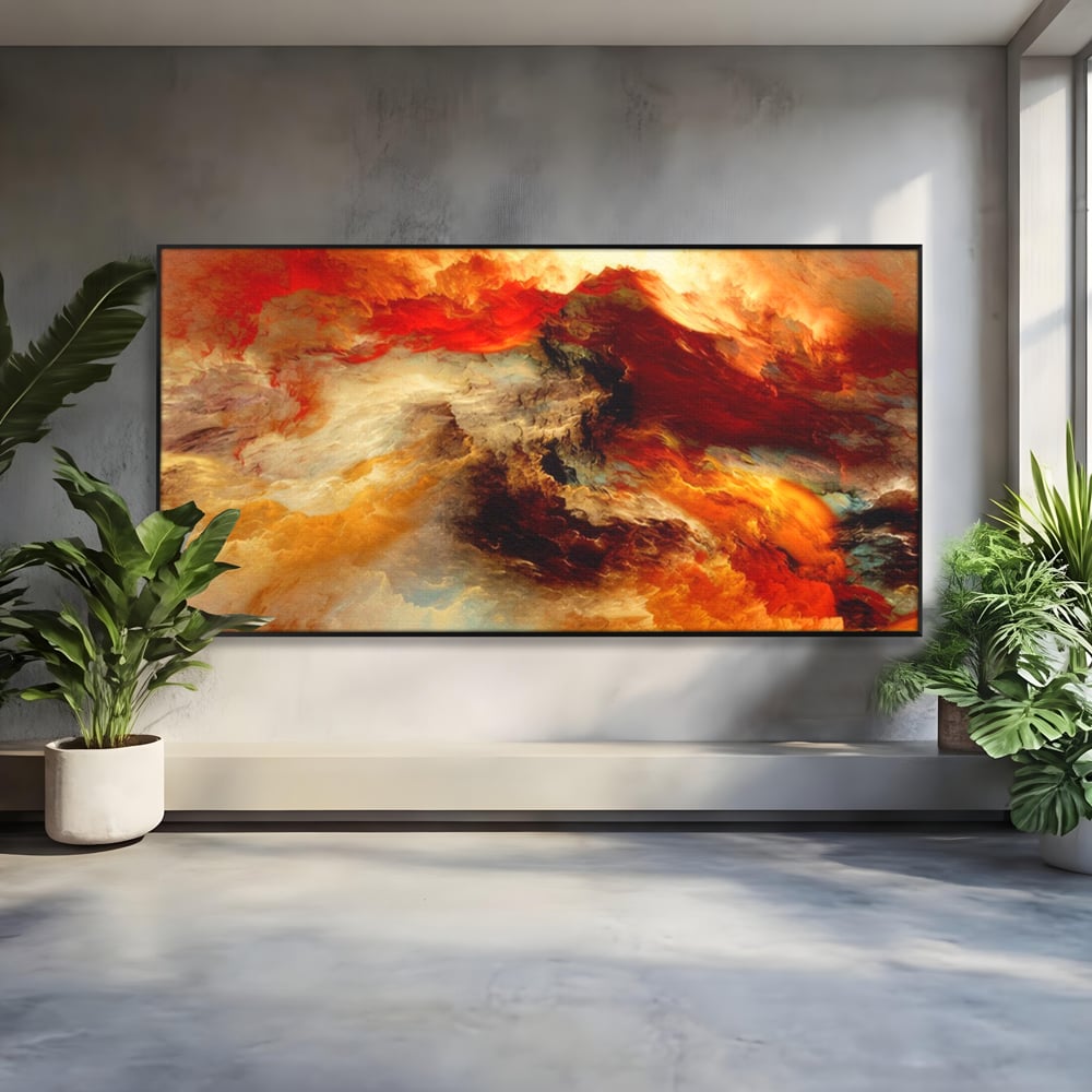 Tablou Canvas Premium LuxCanva® A1354, Orange Marble , Living, Abstract, Multicolor, Dormitor, Culori Vibrante