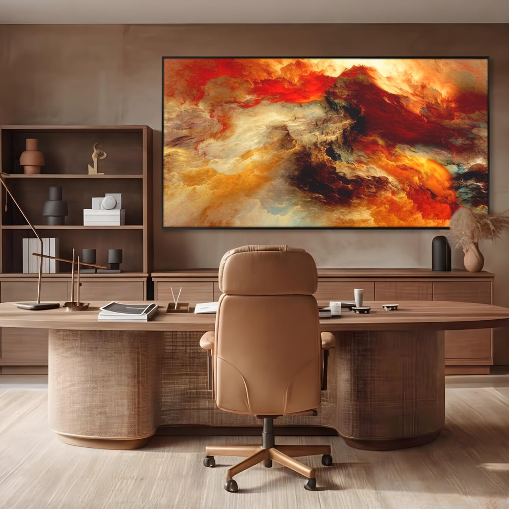 Tablou Canvas Premium LuxCanva® A1354, Orange Marble , Living, Abstract, Multicolor, Dormitor, Culori Vibrante