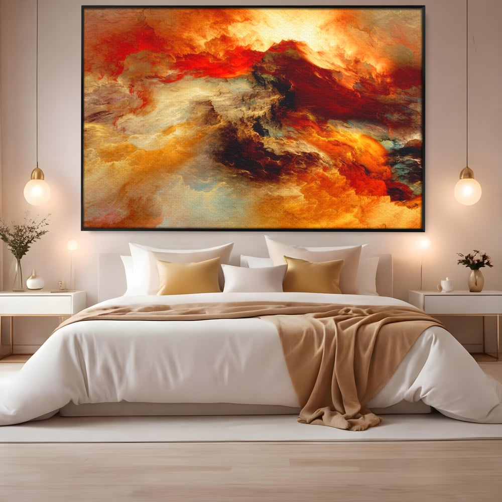 Tablou Canvas Premium LuxCanva® A1354, Orange Marble , Living, Abstract, Multicolor, Dormitor, Culori Vibrante
