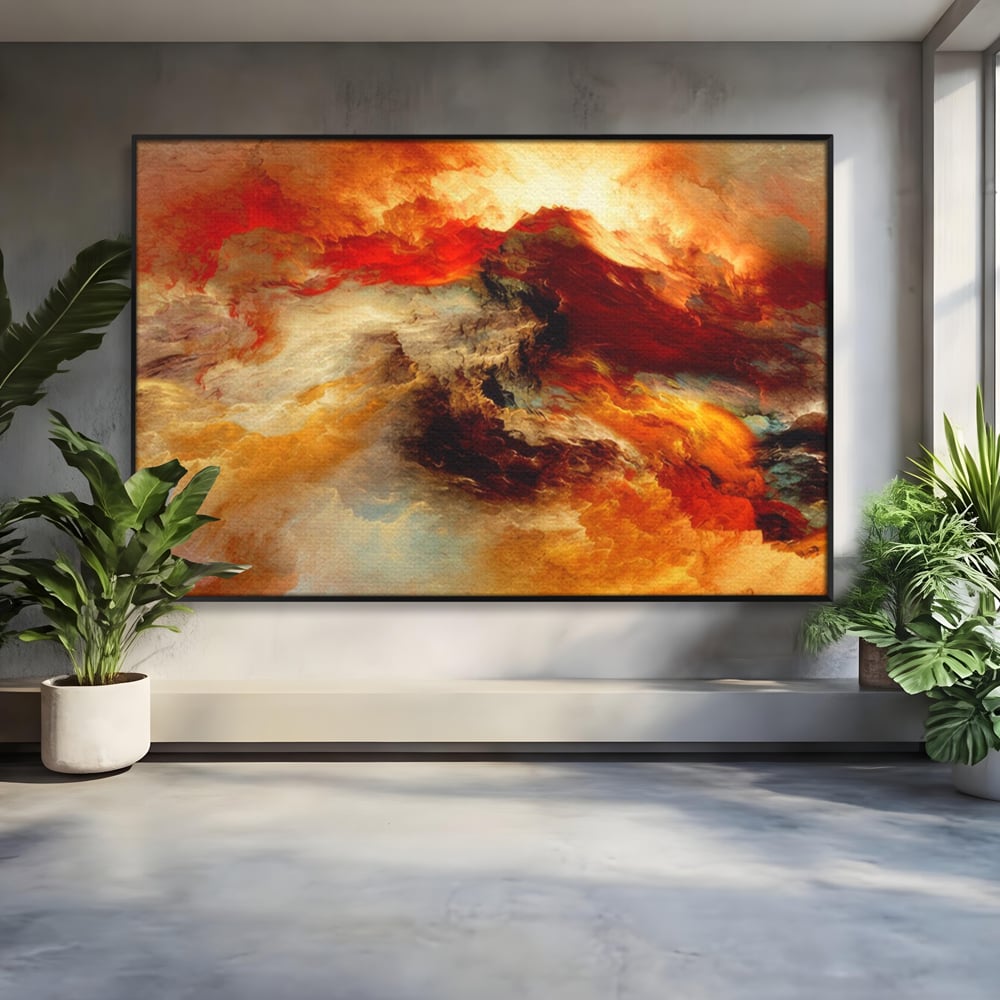 Tablou Canvas Premium LuxCanva® A1354, Orange Marble , Living, Abstract, Multicolor, Dormitor, Culori Vibrante