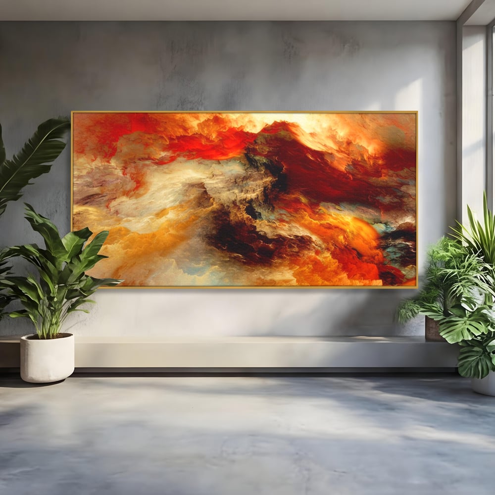 Tablou Canvas Premium LuxCanva® A1354, Orange Marble , Living, Abstract, Multicolor, Dormitor, Culori Vibrante