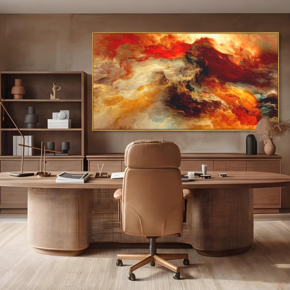 Tablou Canvas Premium LuxCanva® A1354, Orange Marble , Living, Abstract, Multicolor, Dormitor, Culori Vibrante